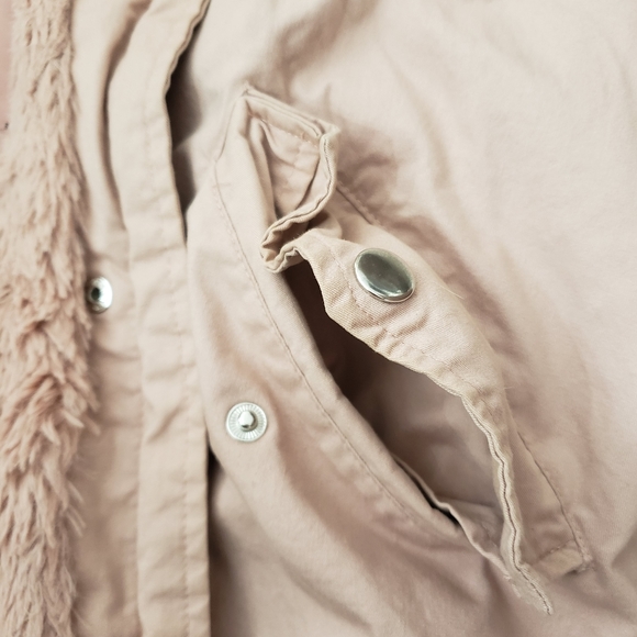 Pink Love Tree Coat With Faux Fur Womens Size L - Picture 3 of 10